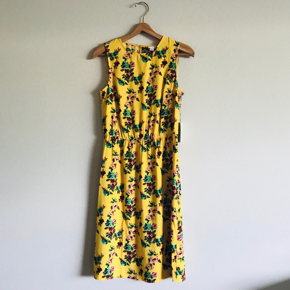NWT Yellow Floral Sleeveless Dress